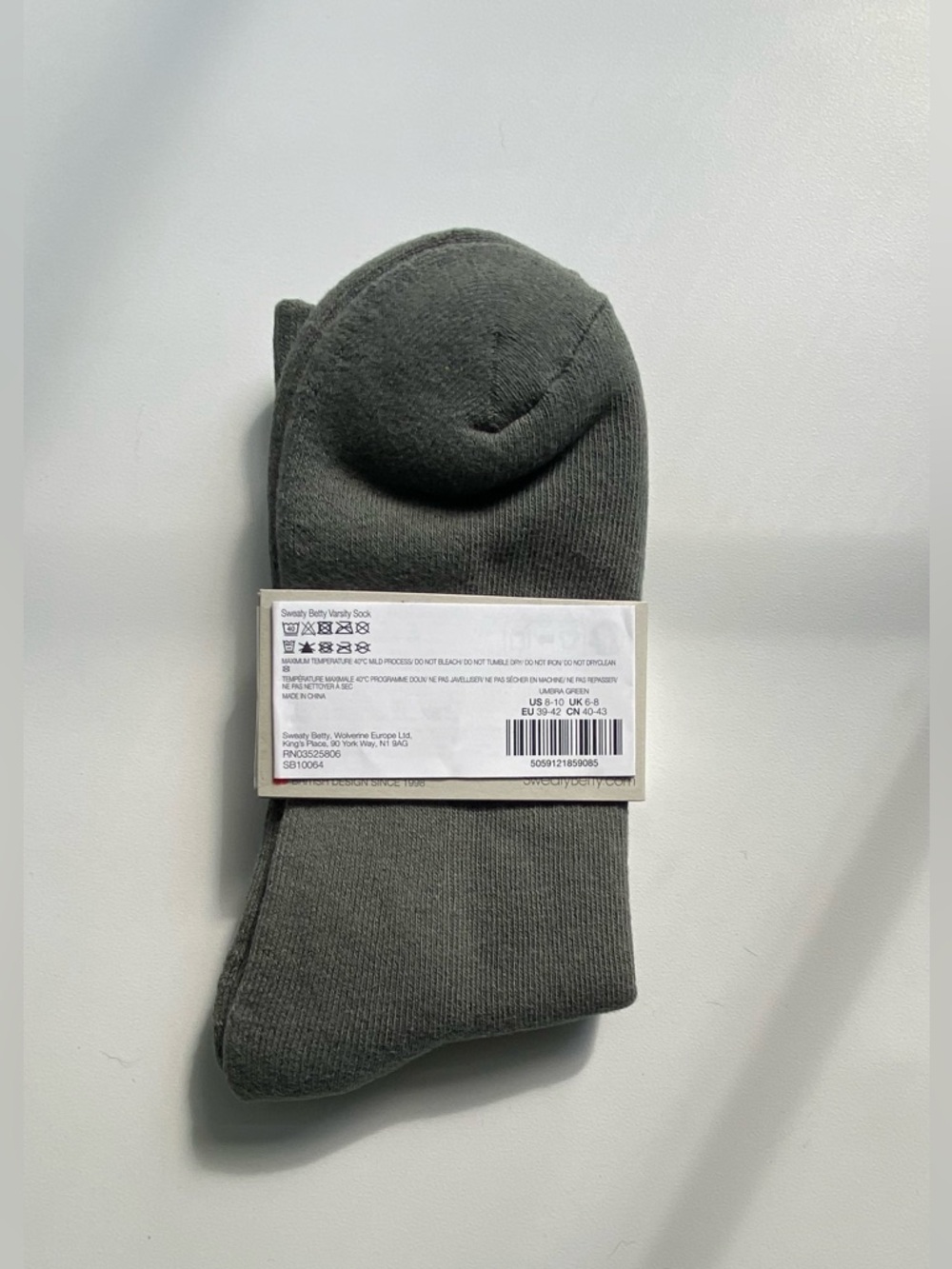 Sweaty Betty Varsity Slogan Socks, Crew Socks, Umbra Green - Picture 2 of 5